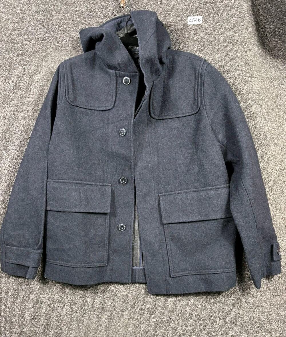 Gap Wool Coat Mens Size S Deep Navy Blue Hooded Lined Short Jacket Fall Winter